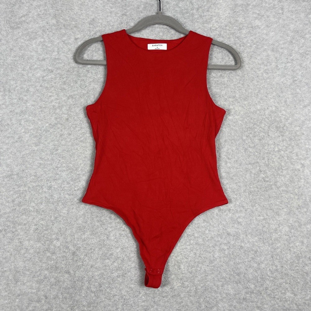 Aritzia Red Sleeveless Scoop Neck Bodysuit